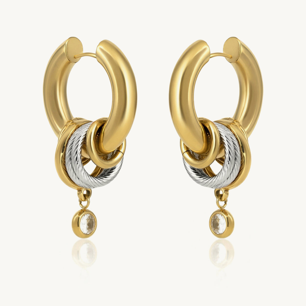 Shiny Charm Orbit Link Hoop Drop Earrings