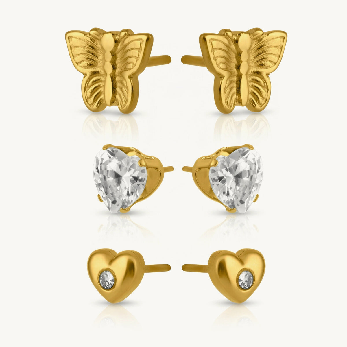 Flutter Heart Sparkle Earring Set