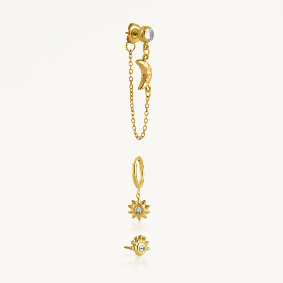 Solar Moon Cosmic Charm Mismatched Earring Set