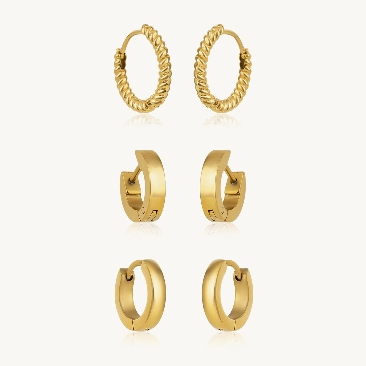 Golden Texture Multi-Hoop Earring Set