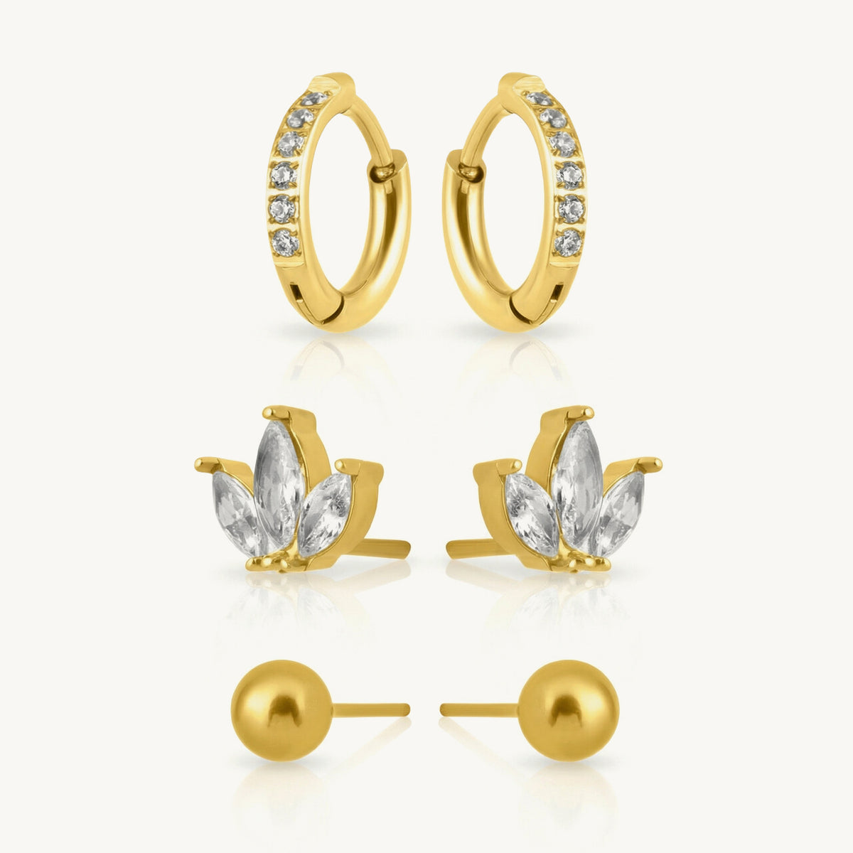 Aero Shine Hoop & Stud Earring Set