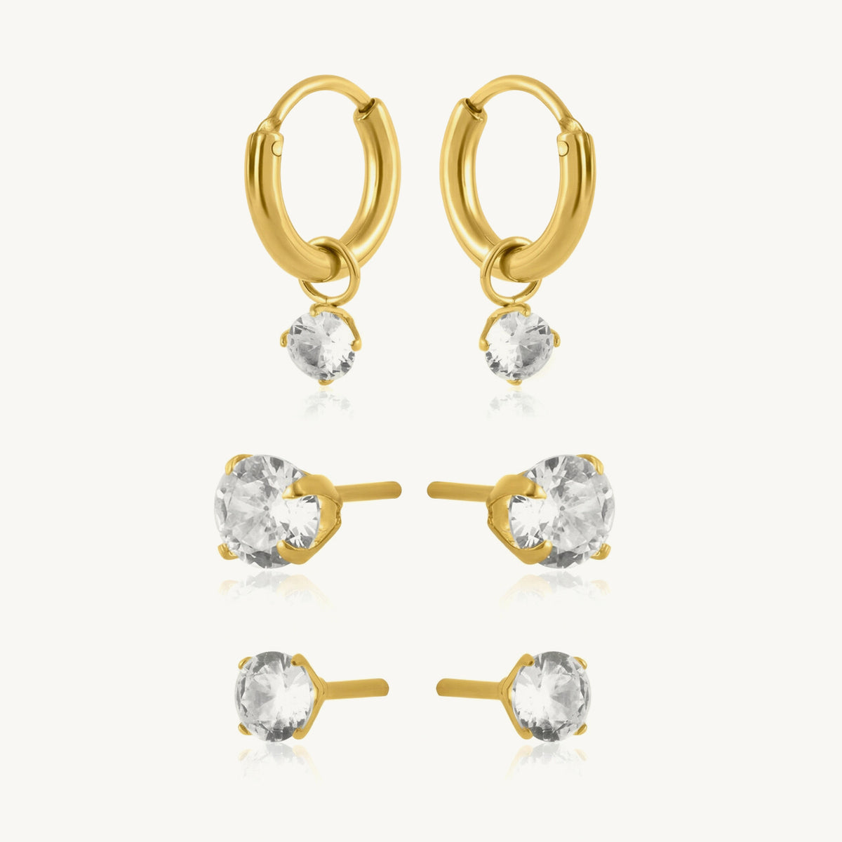 Twirl Spark Hoop & CZ Stud Earring Set