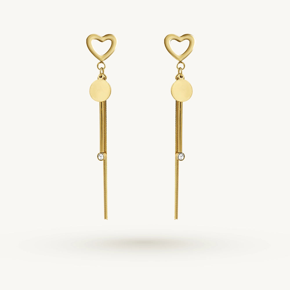 Minimal Heart Charm Dangler Earrings