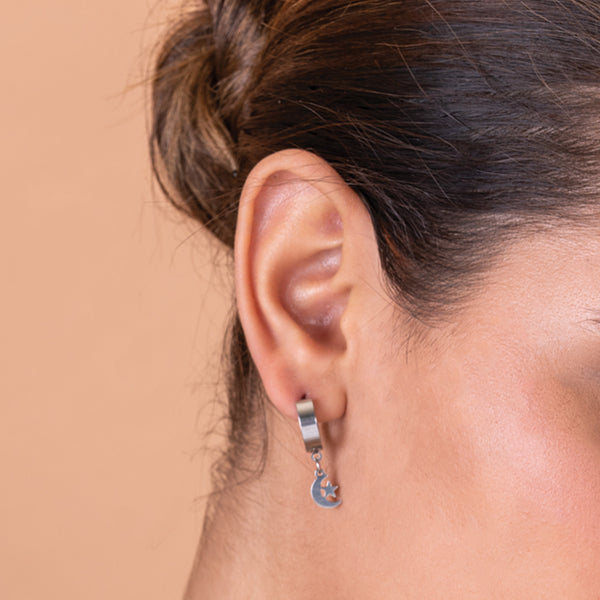 Star Moon Hoop Earrings - Image 1