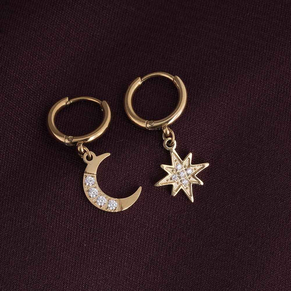 Earring Set Gold Moon Dangle Earrings Earring Set Gold Moon And