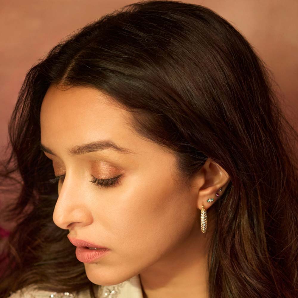 Gilded Rings Layered Necklace & Diamond Studded Hoop Earrings Combo Set - view 5