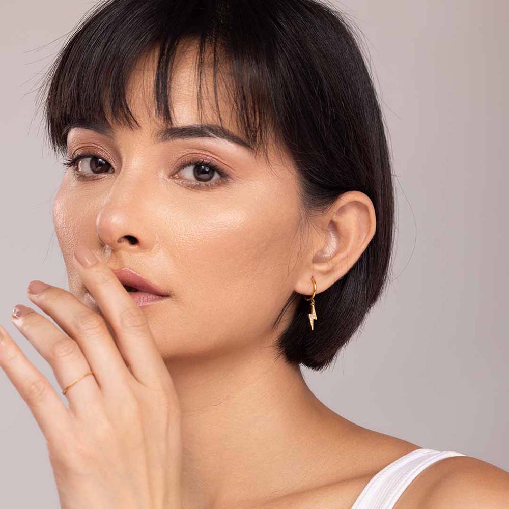Lightning Hoop Drop Earrings