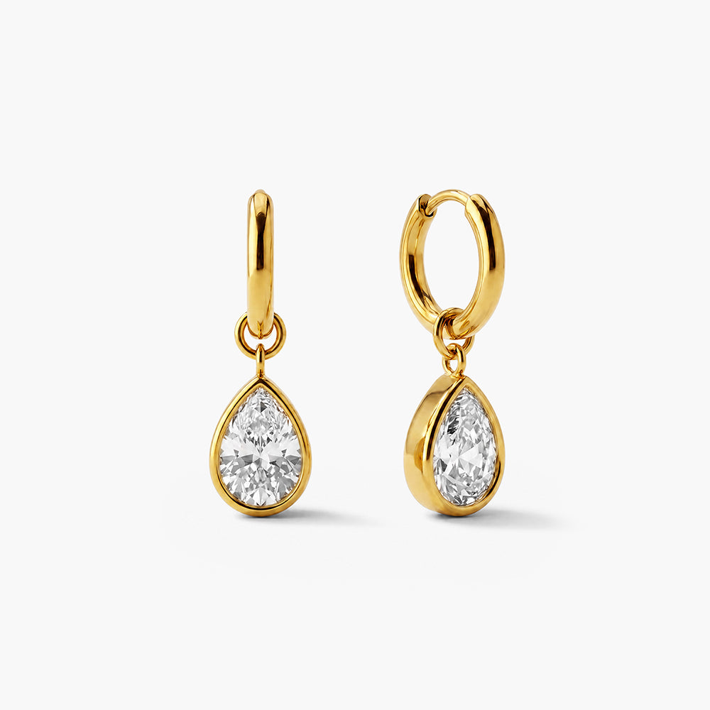 Solitaire Drop Hoop Earrings