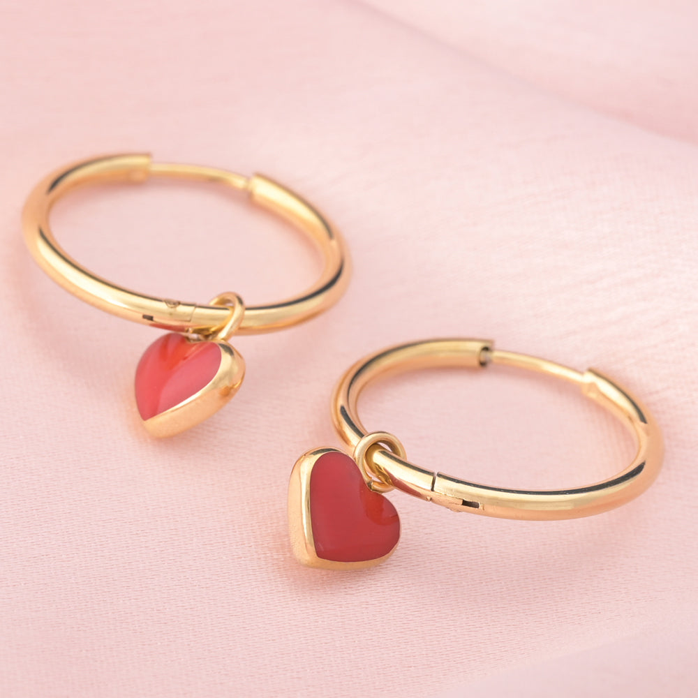 Red Heart Drop Earrings