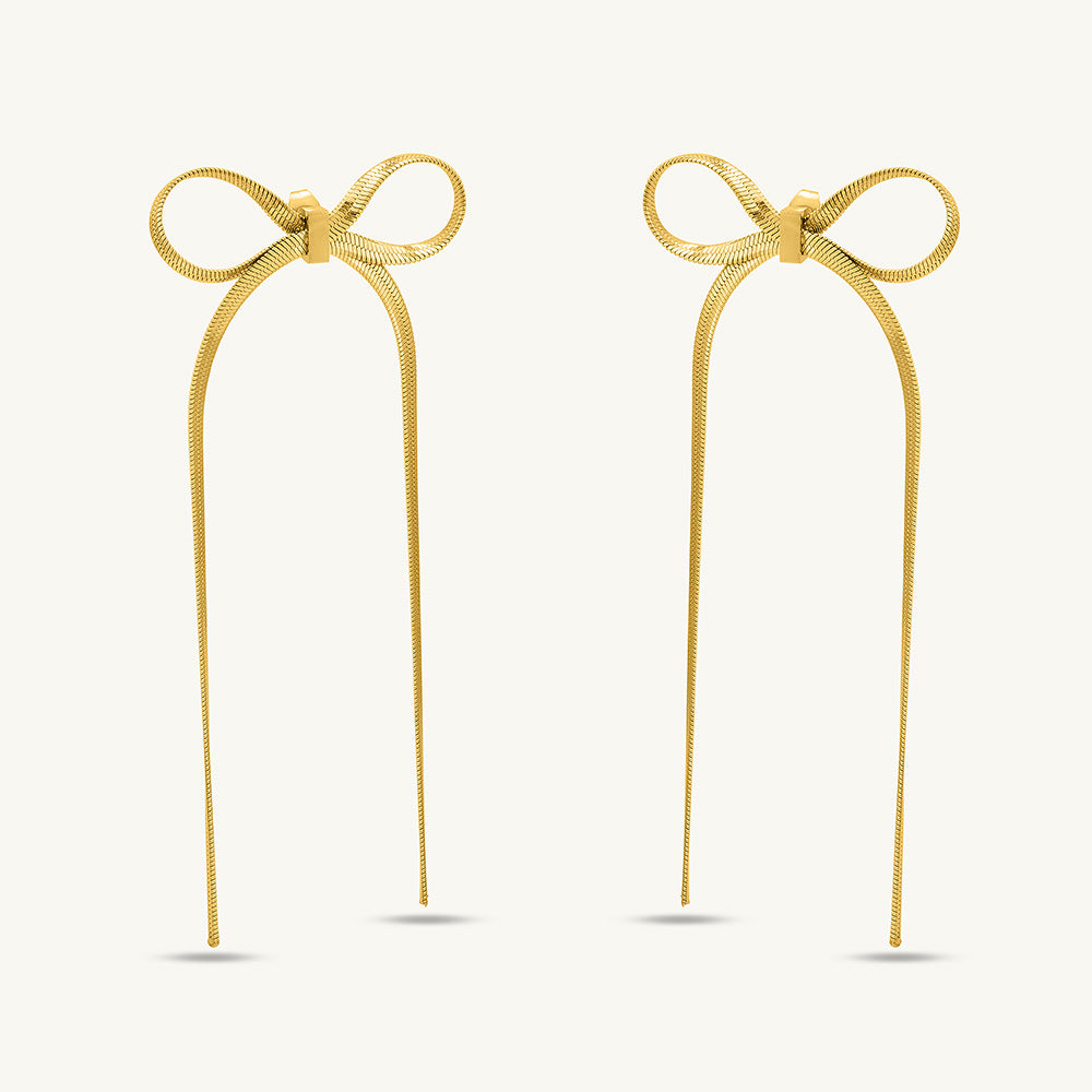 Golden Bows Drop Earrings