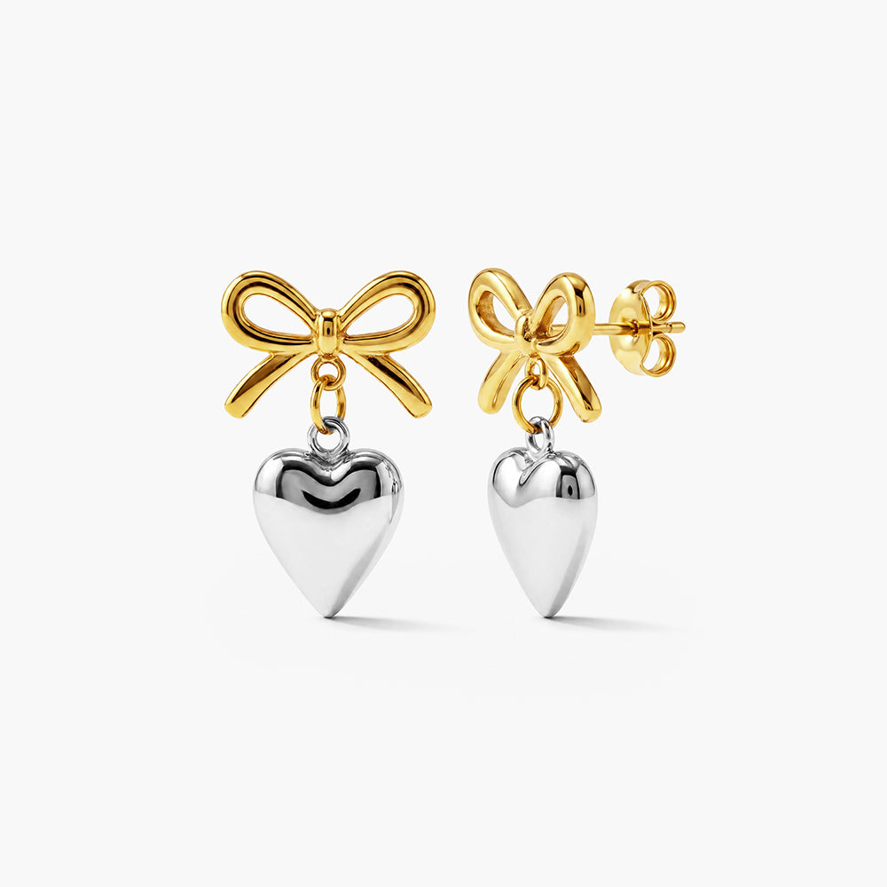 Bi-metal Wrapped With Love Heart Earrings