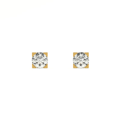 Square Shine 9KT Gold Lab Grown Diamond Earrings