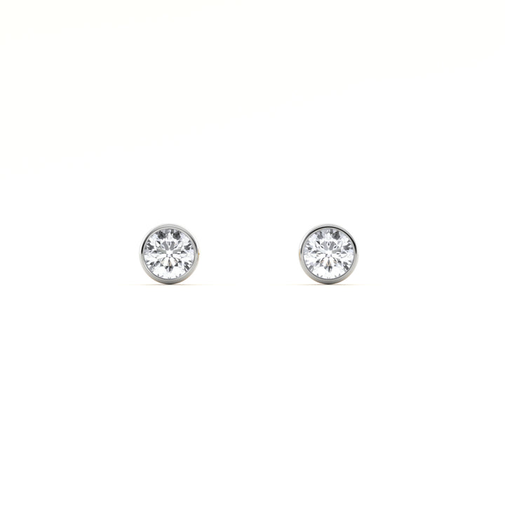 Bare Bezel 9KT Gold Lab Grown Diamond Stud Earring - 1