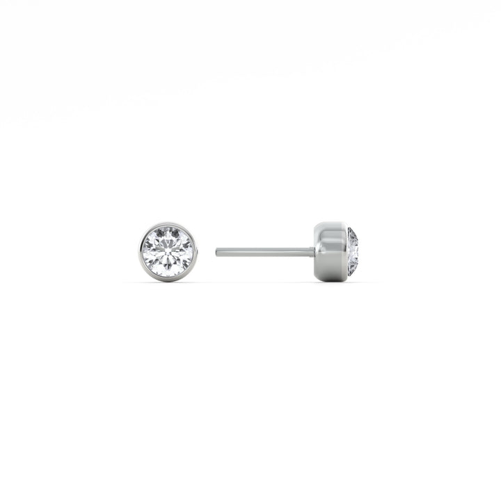 Bare Bezel 9KT Gold Lab Grown Diamond Stud Earring - 4