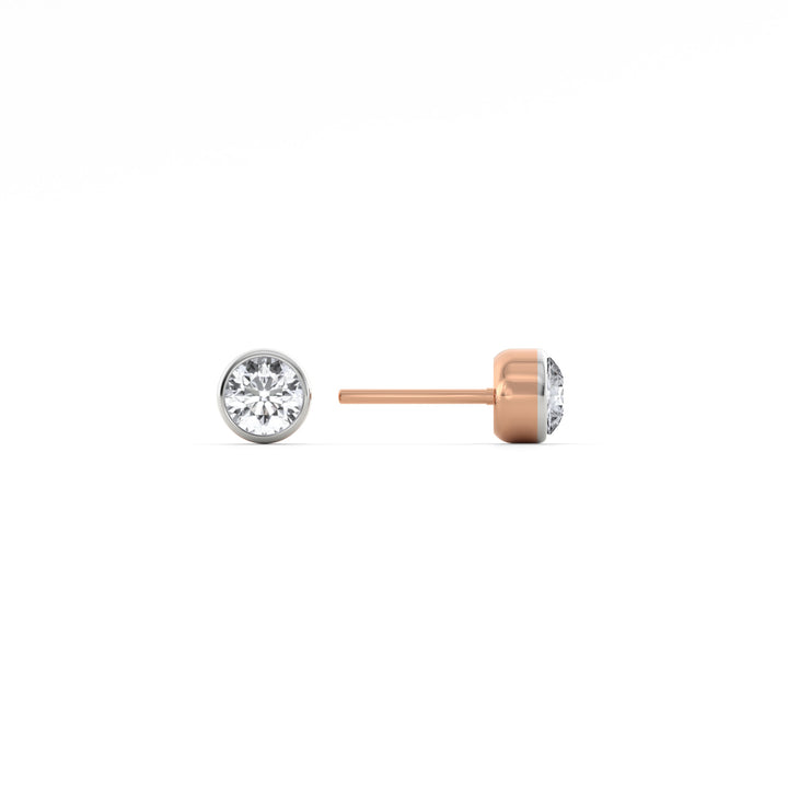 Bare Bezel 9KT Gold Lab Grown Diamond Stud Earring - 3