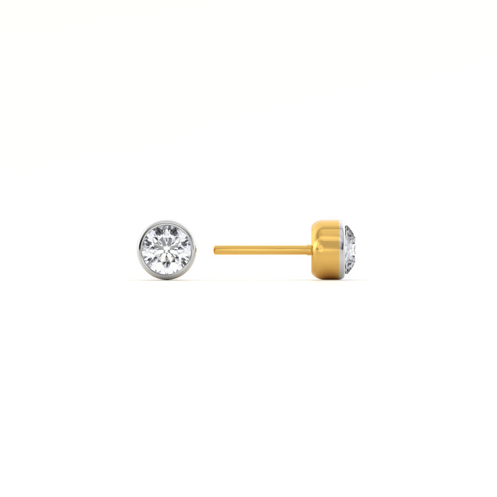 Bare Bezel 9KT Gold Lab Grown Diamond Stud Earring - 2