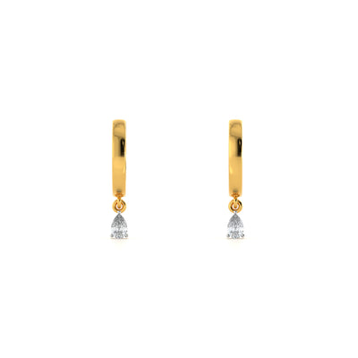Stone Drop Dangle Hoop 9KT Gold Lab Grown Diamond Earrings