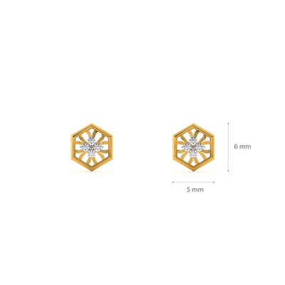 Hexa Star 9KT Gold Lab Grown Diamond Stud Earring
