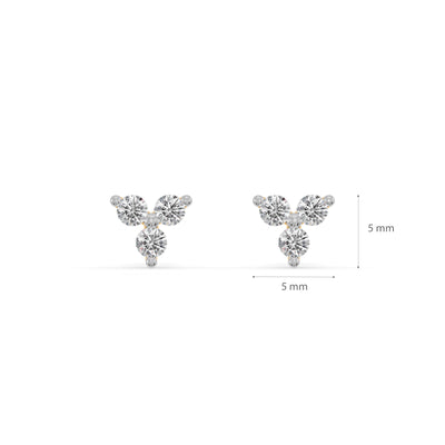 Trio Spark 9KT Gold Lab Grown Diamond Stud Earring