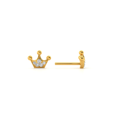 Royal Crown 9KT Gold Lab Grown Diamond Stud Earring
