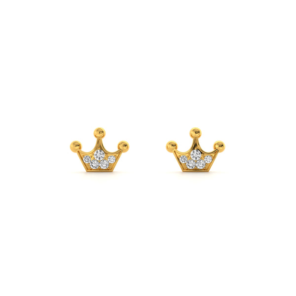 Royal Crown 9KT Gold Lab Grown Diamond Stud Earring