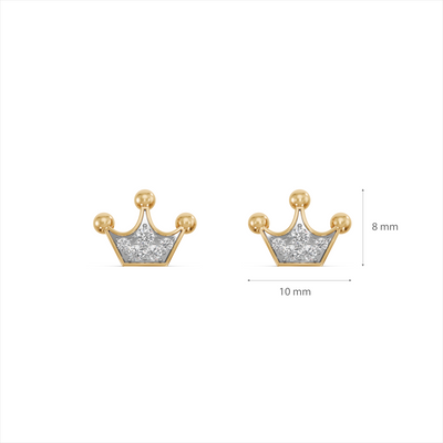 Royal Crown 9KT Gold Lab Grown Diamond Stud Earring