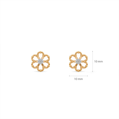 Radiant Petals 9KT Gold Lab Grown Diamond Stud Earring