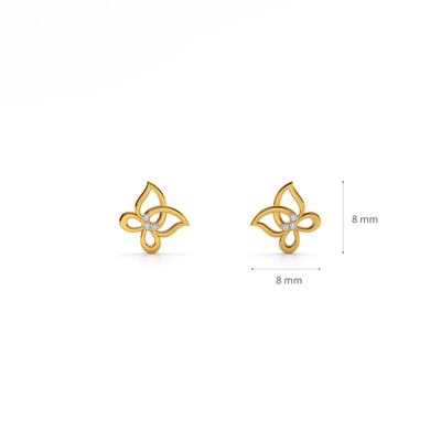 Floral Whimsy 9KT Gold Lab Grown Diamond Stud Earring