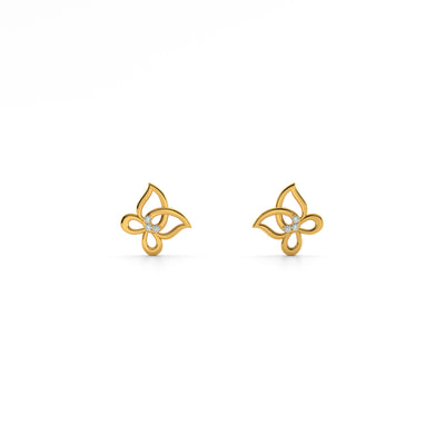 Floral Whimsy 9KT Gold Lab Grown Diamond Stud Earring