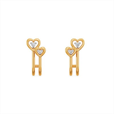 Twin Hearts 9KT Gold Lab Grown Diamond Stud Earring