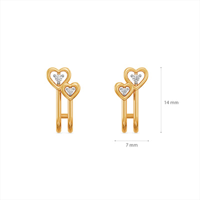 Twin Hearts 9KT Gold Lab Grown Diamond Stud Earring