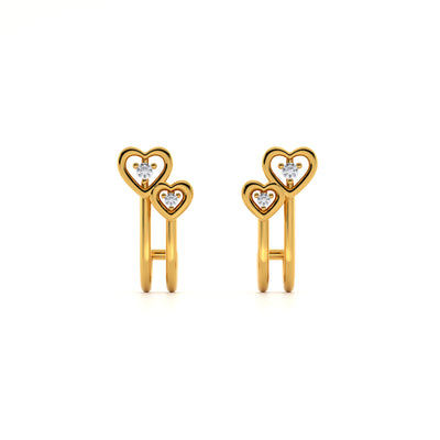 Twin Hearts 9KT Gold Lab Grown Diamond Stud Earring