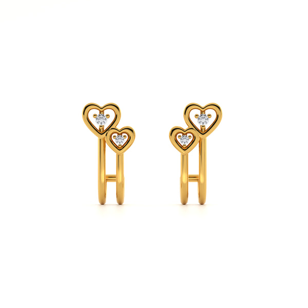 Twin Hearts 9KT Gold Lab Grown Diamond Stud Earring