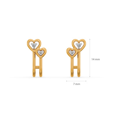 Twin Hearts 9KT Gold Lab Grown Diamond Stud Earring