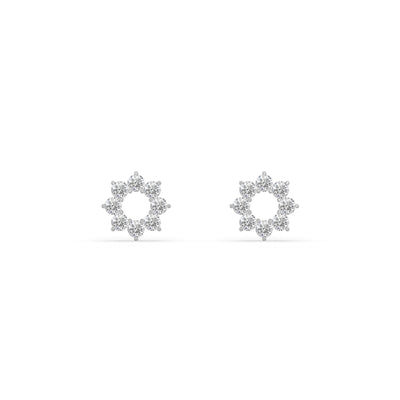 Elegant Floral 9KT Gold Lab Grown Diamond Stud Earring