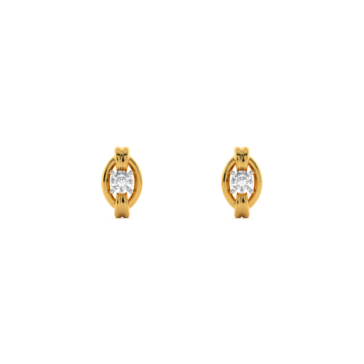 Ornate Glow 9KT Gold Laboratory Grown Diamond Stud Earring