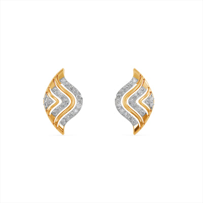 Wavy Chevron 9KT Gold Lab Grown Diamond Earrings