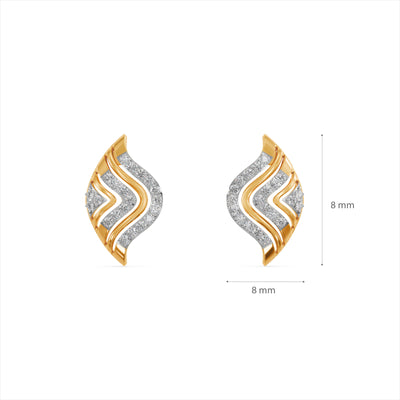 Wavy Chevron 9KT Gold Lab Grown Diamond Earrings