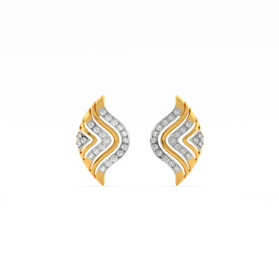 Wavy Chevron 9KT Gold Lab Grown Diamond Earrings