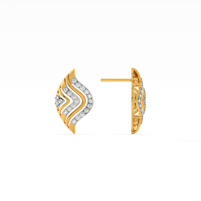 Wavy Chevron 9KT Gold Lab Grown Diamond Earrings