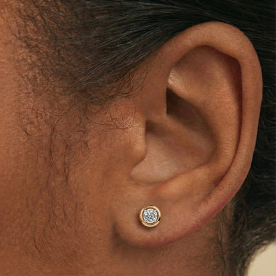 Round Shine 9KT Gold Lab Grown Diamond Earrings