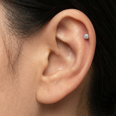 Square Shine 9KT Gold Lab Grown Diamond Studs for Multiple Piercings