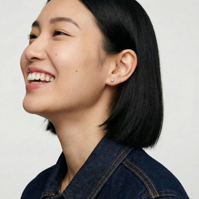 Delicate Rounds 9KT Gold Lab Grown Diamond Earrings