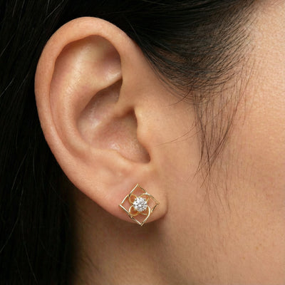 Orna Twist 9KT Gold Lab Grown Diamond Earrings