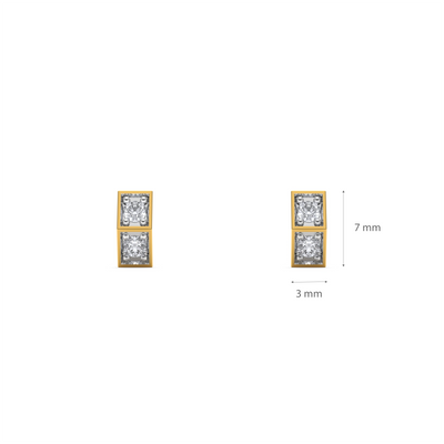 Chic Linear Sparkle 9KT Gold Lab Grown Diamond Earring