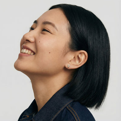 Chic Linear Sparkle 9KT Gold Lab Grown Diamond Earring