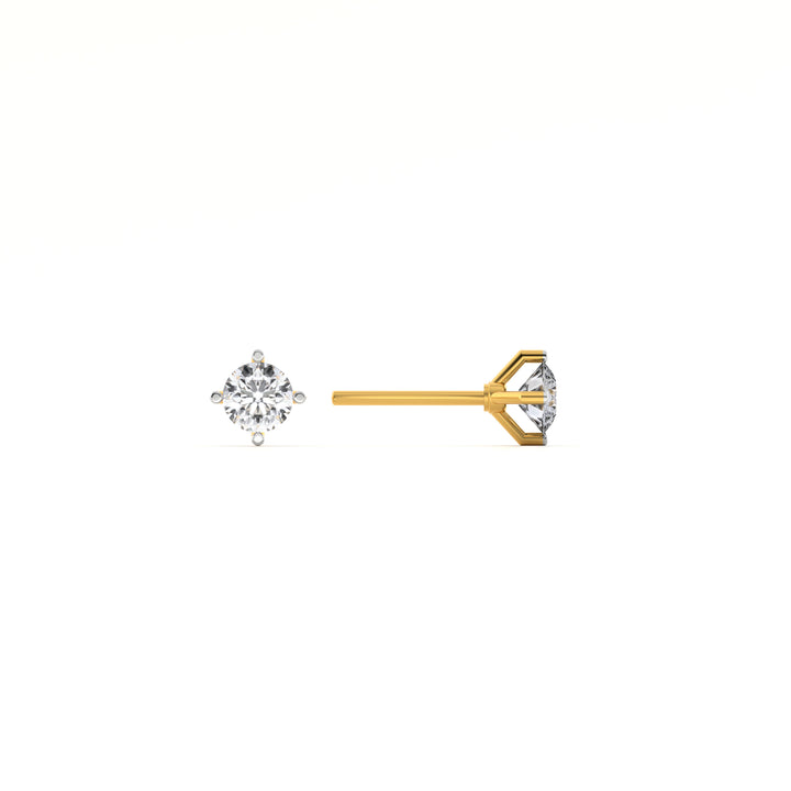 Vintage Blossom 9KT Gold Lab Grown Diamond Stud Earring - 4