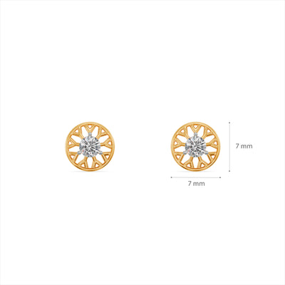 Crown-Set 9KT Gold Lab Grown Diamond Stud Earring
