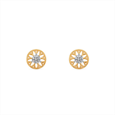 Crown-Set 9KT Gold Lab Grown Diamond Stud Earring