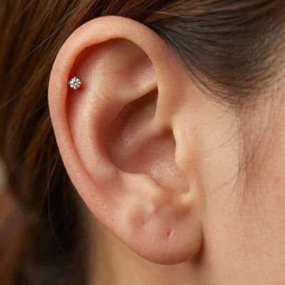 Regal Petal Halo 9KT Gold Lab Grown Diamond Studs for Multiple Piercings